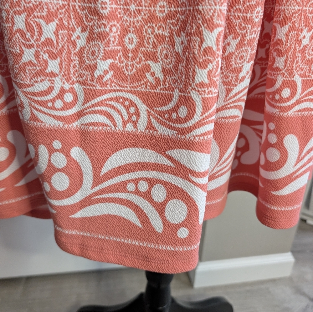 LuLaRoe Coral and White Amelia Midi Fit-and-Flare DressLur - Picture 2 of 6